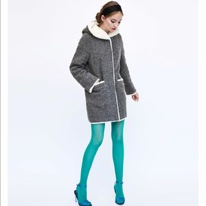 Light Grey Faux Fur Wool Coat, NWT